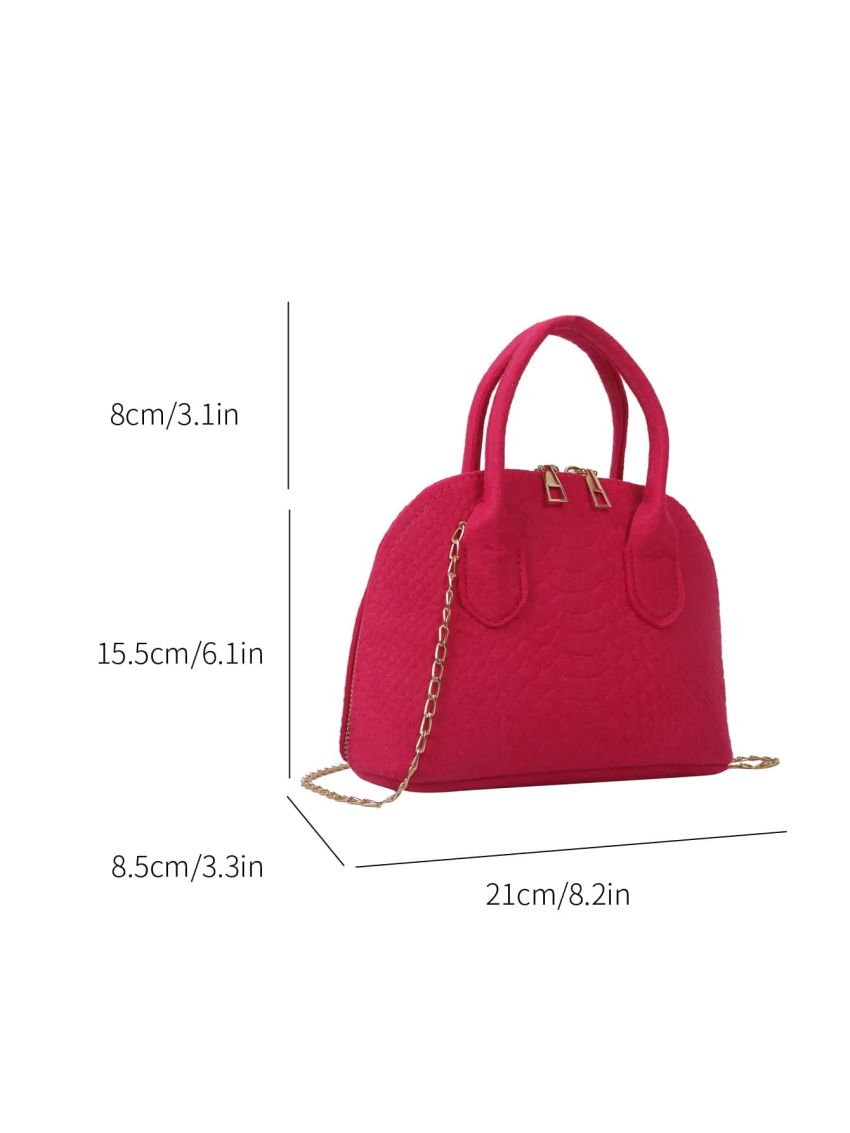 Mini Neon Pink Snakeskin Embossed Chain Dome Bag