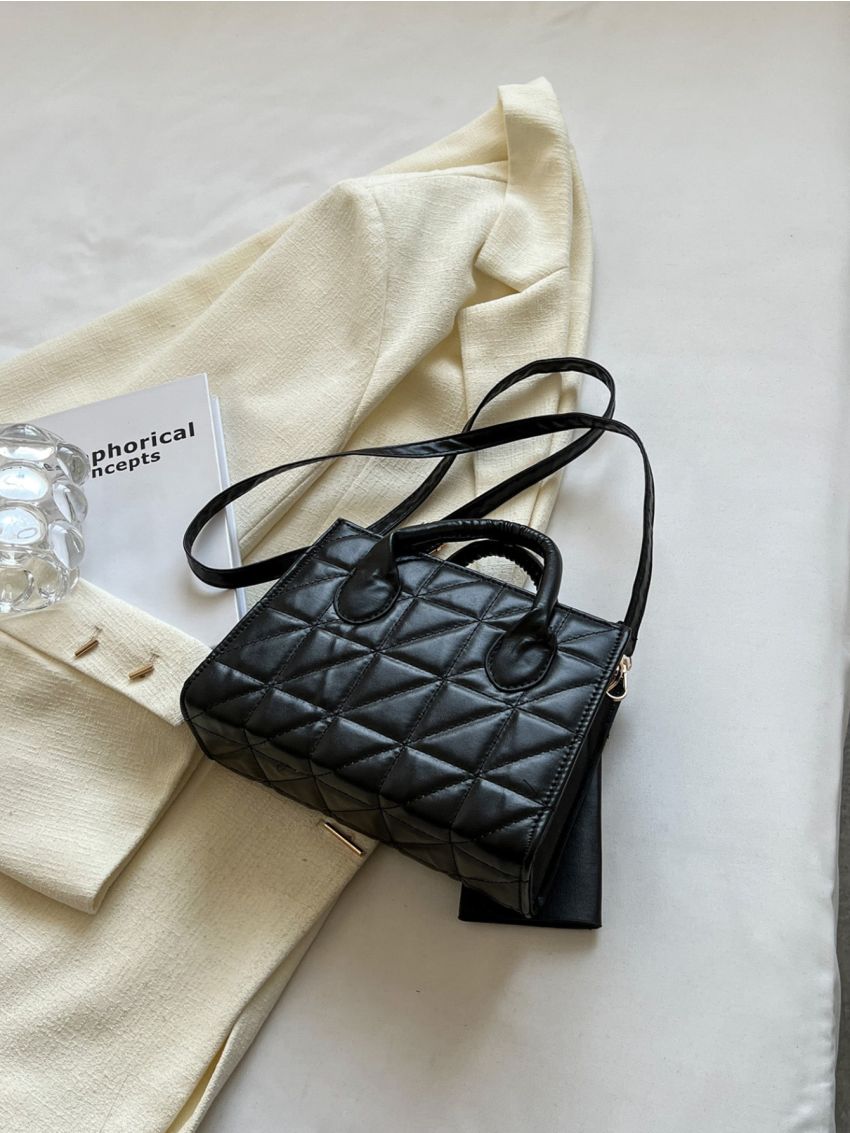 Quilted Square Bag With Coin Purse