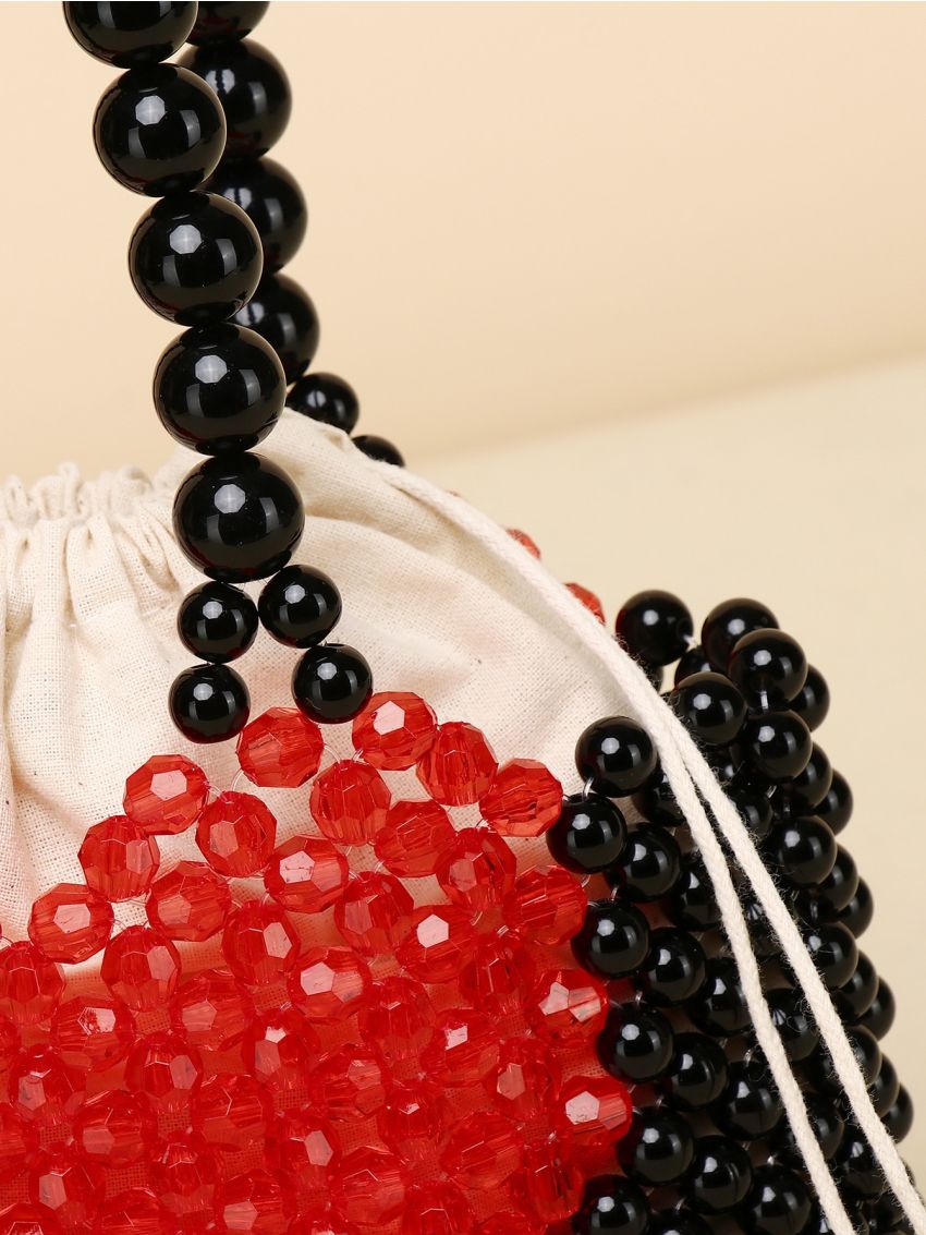 Mini Heart Pattern Beaded Shoulder Bag