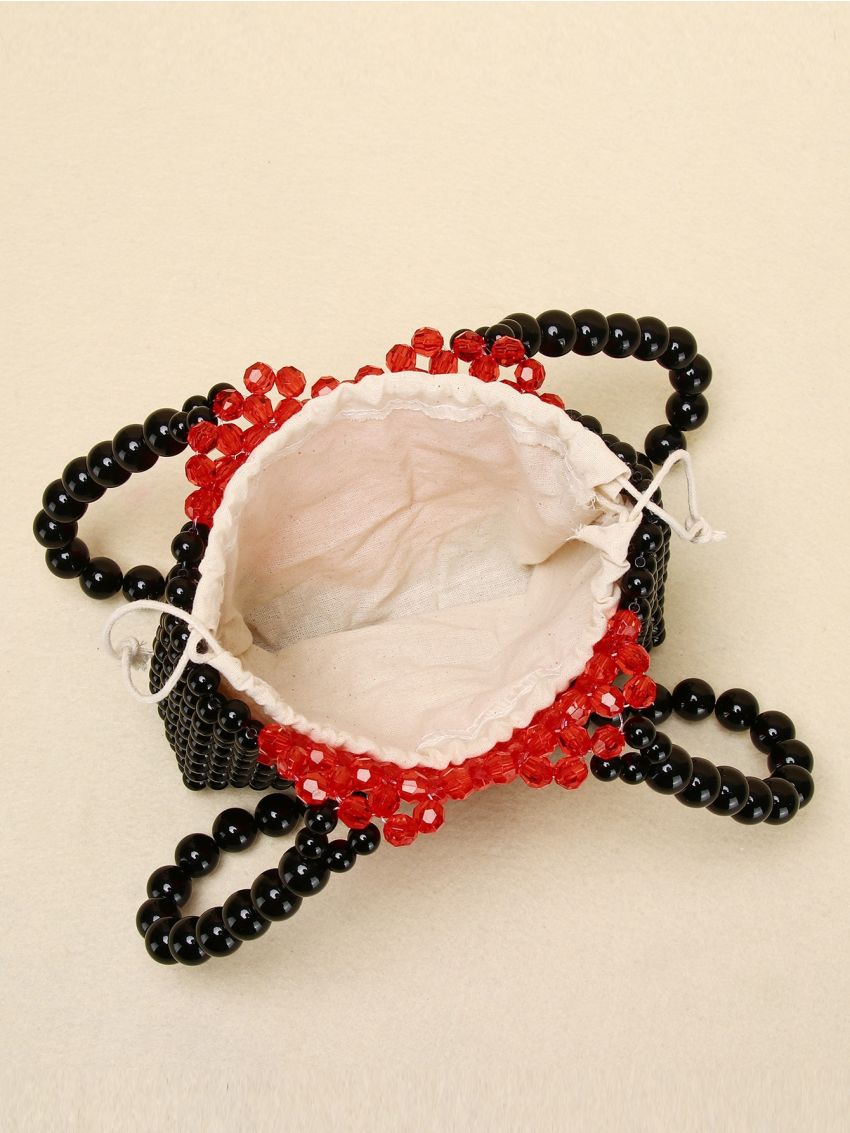 Mini Heart Pattern Beaded Shoulder Bag