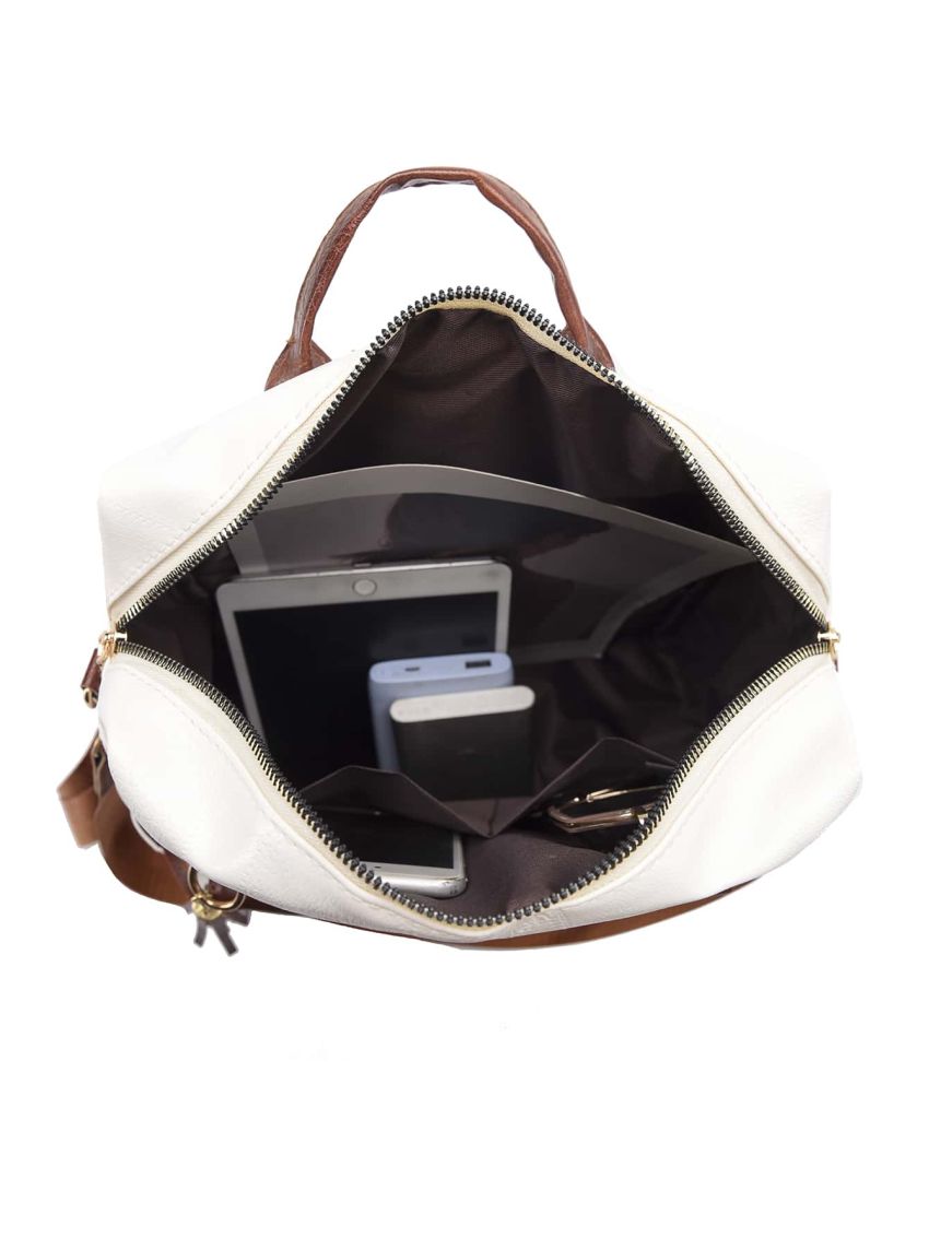 Two Tone Tassel Decor Functional Backpack