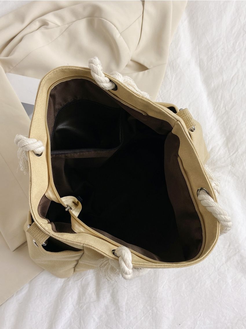 Two Tone Slogan Graphic Shopper Bag