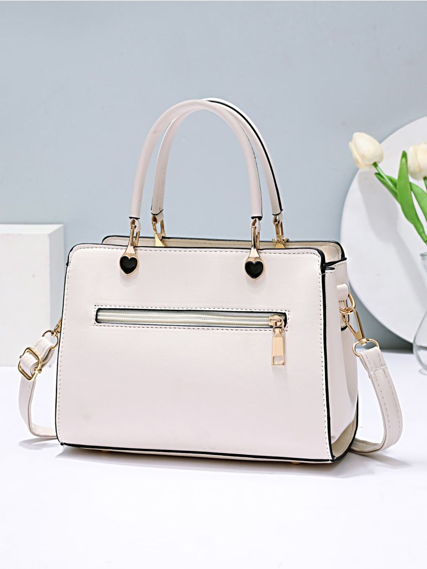 Letter Decor Square Bag With Bag Charm