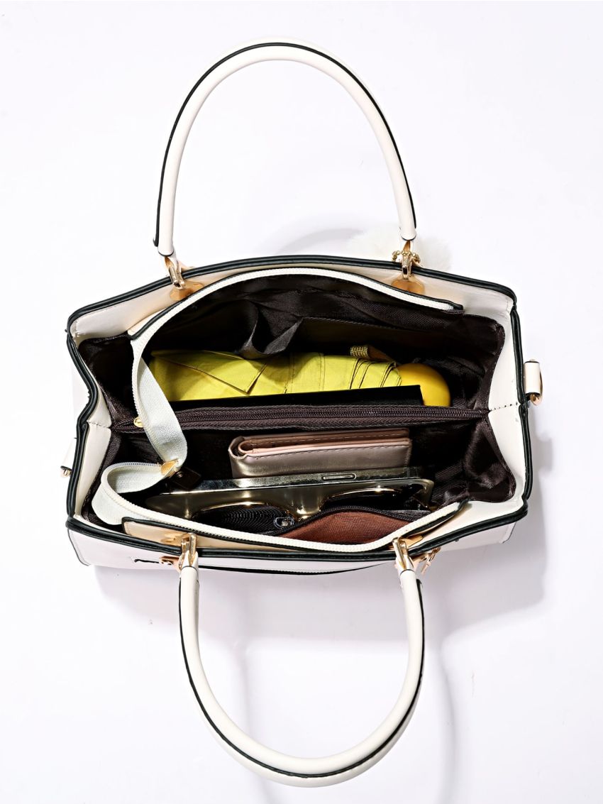 Letter Decor Square Bag With Bag Charm