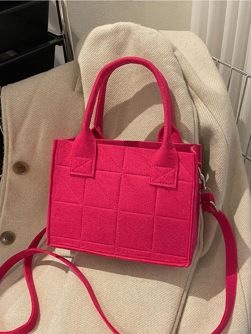 Neon Pink Stitch Detail Square Bag