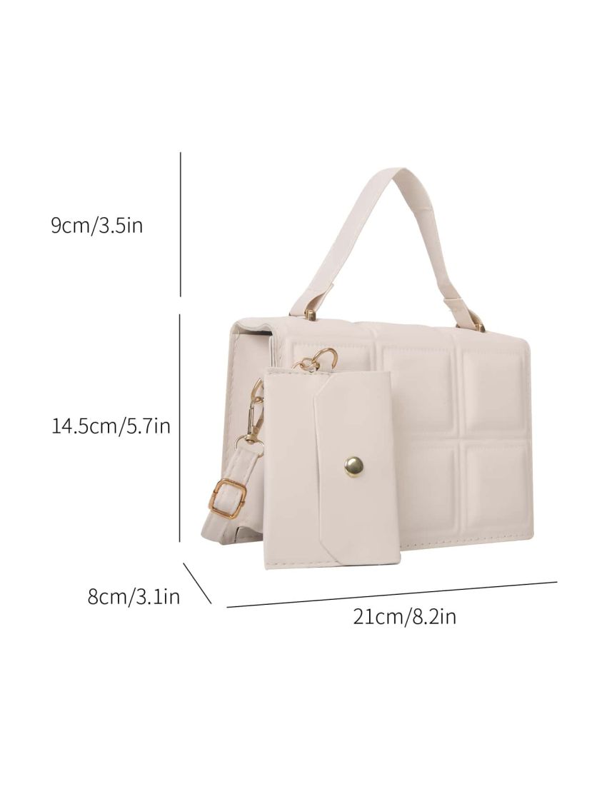 Mini Geometric Embossed Square Bag With Coin Purse