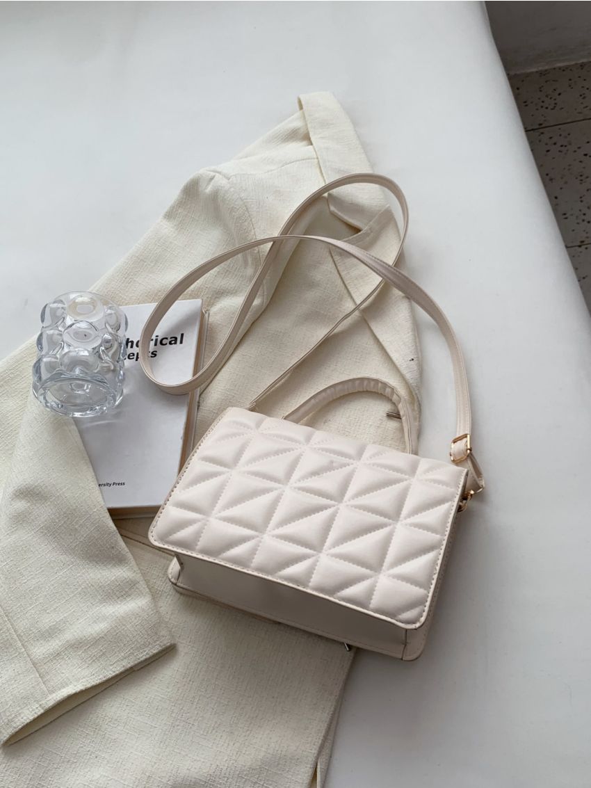 Quilted Buckle Decor Flap Square Bag