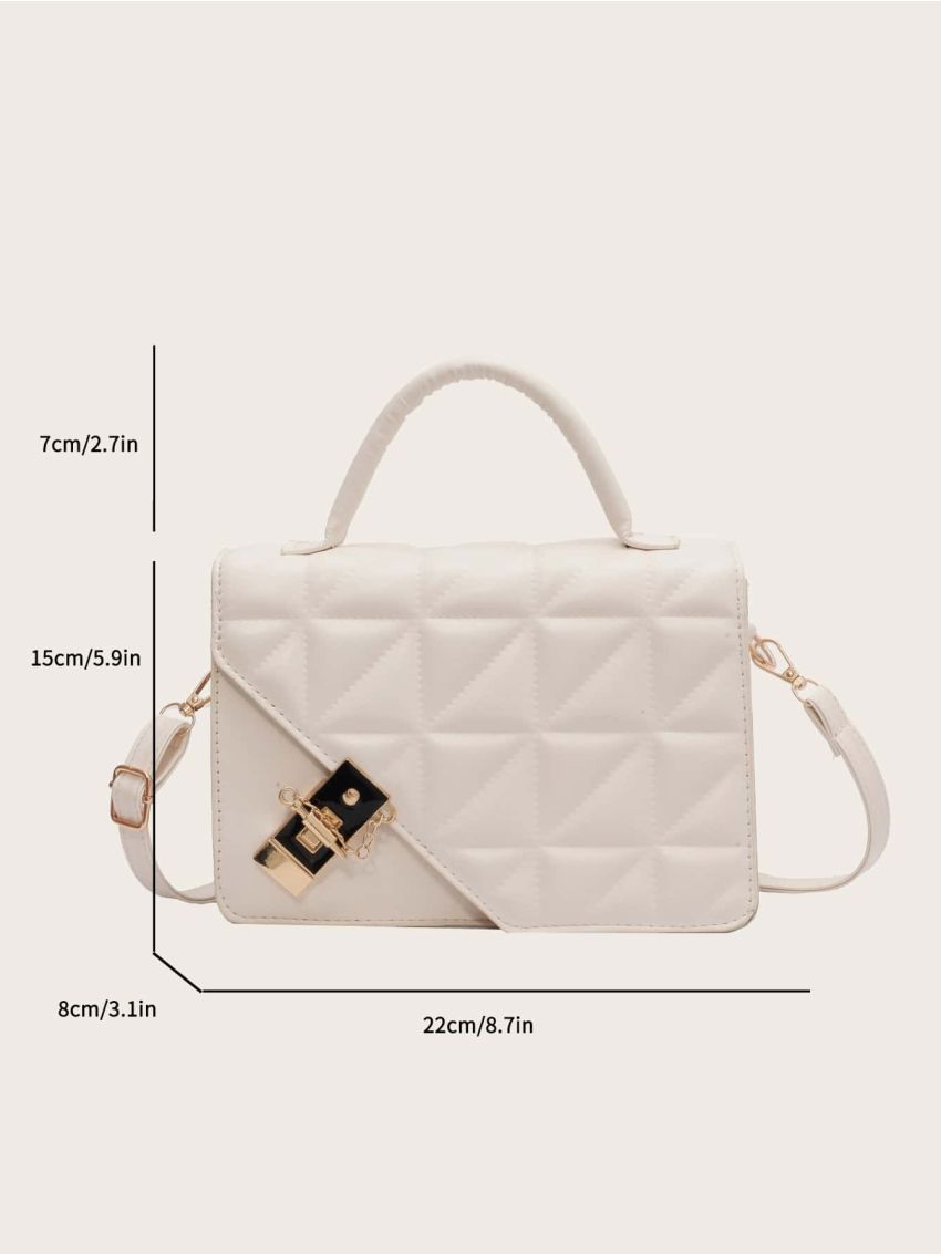 Quilted Buckle Decor Flap Square Bag
