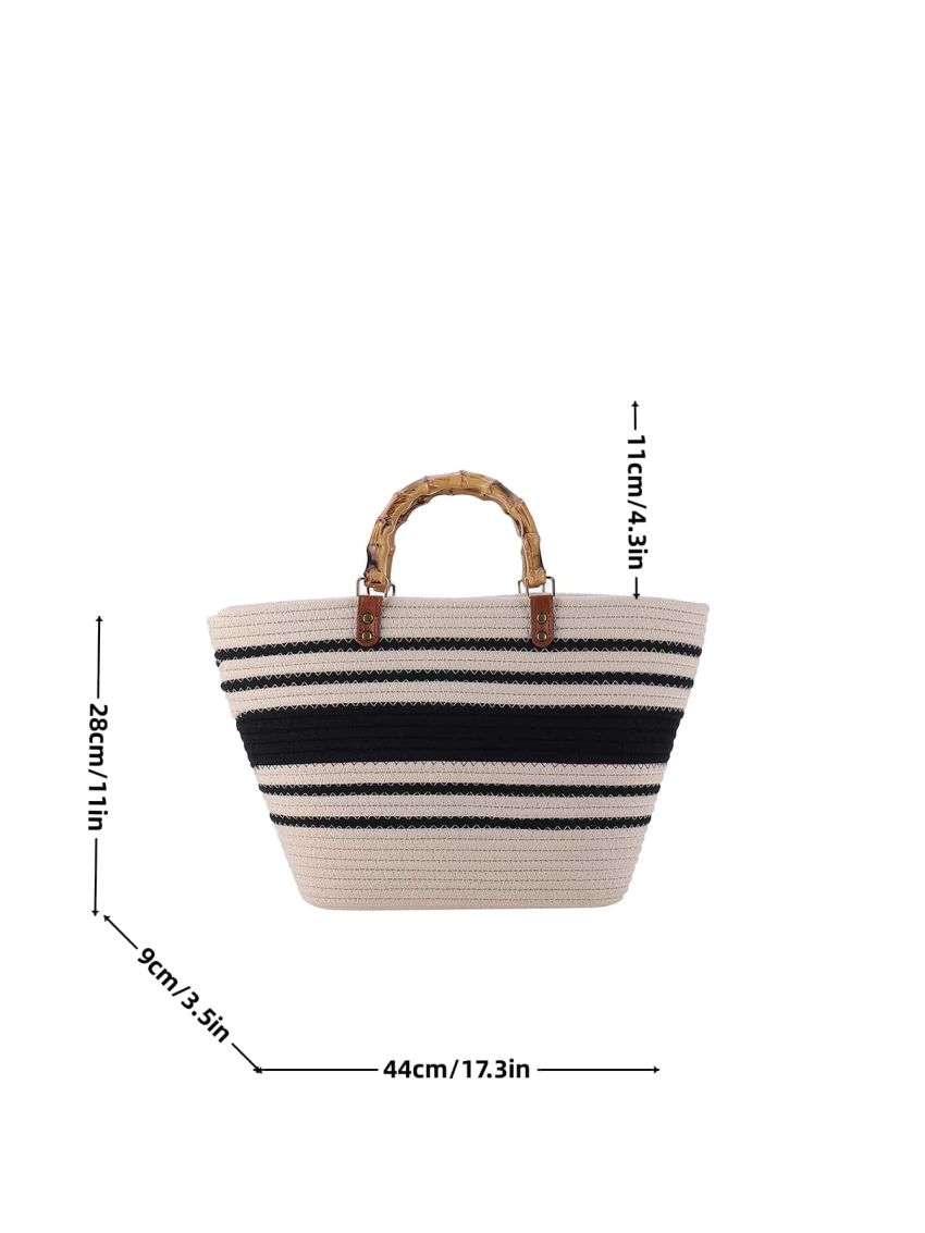 Striped Pattern Straw Bag