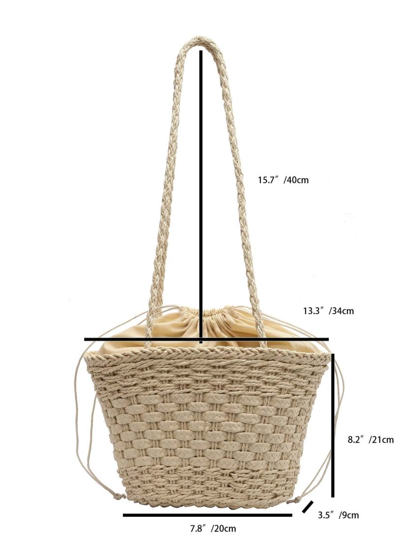 Mini Minimalist Drawstring Design Straw Bag
