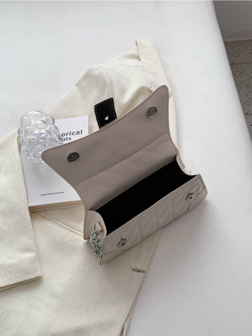 Quilted Buckle Decor Flap Chain Square Bag