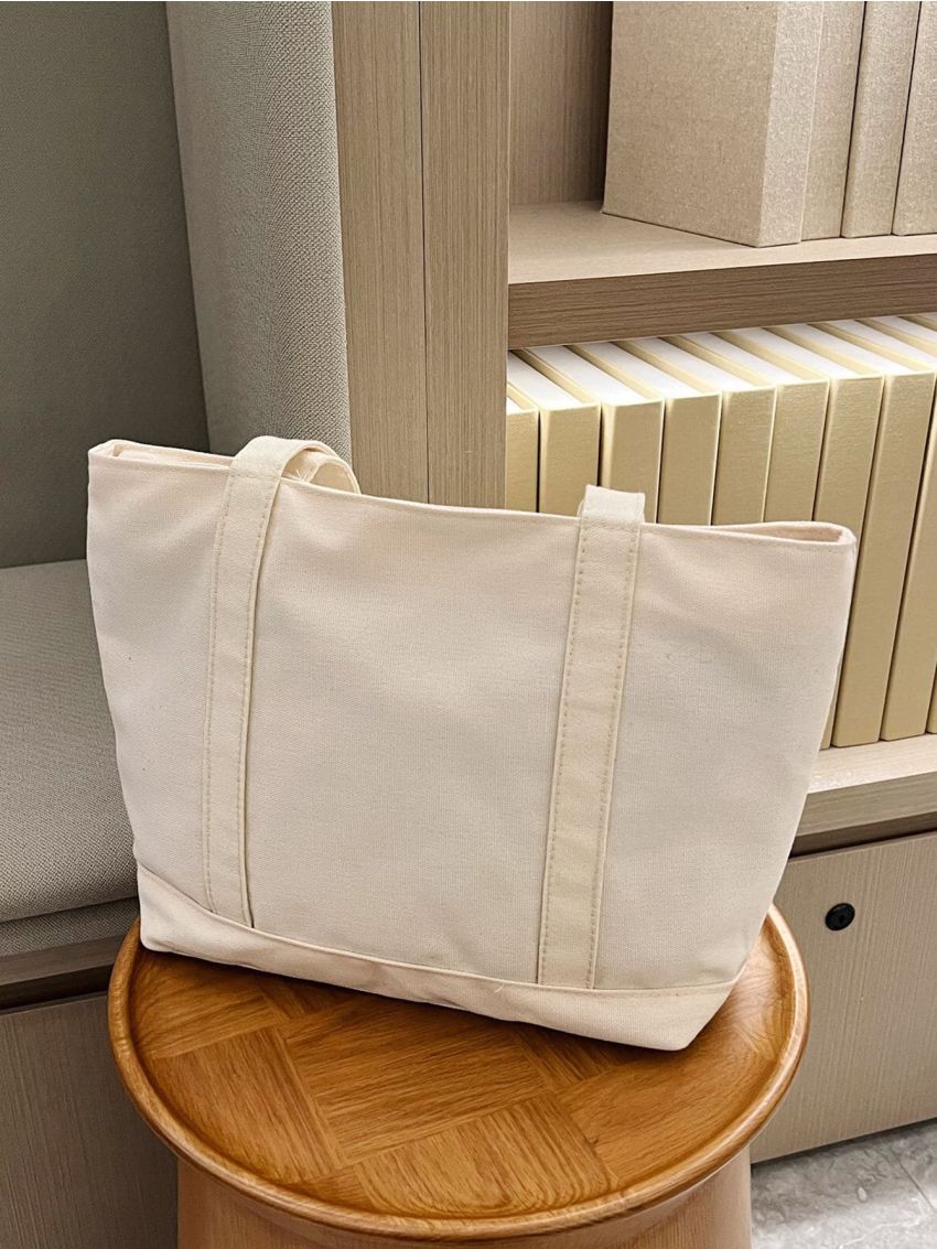 Letter Patch Decor Shopper Bag