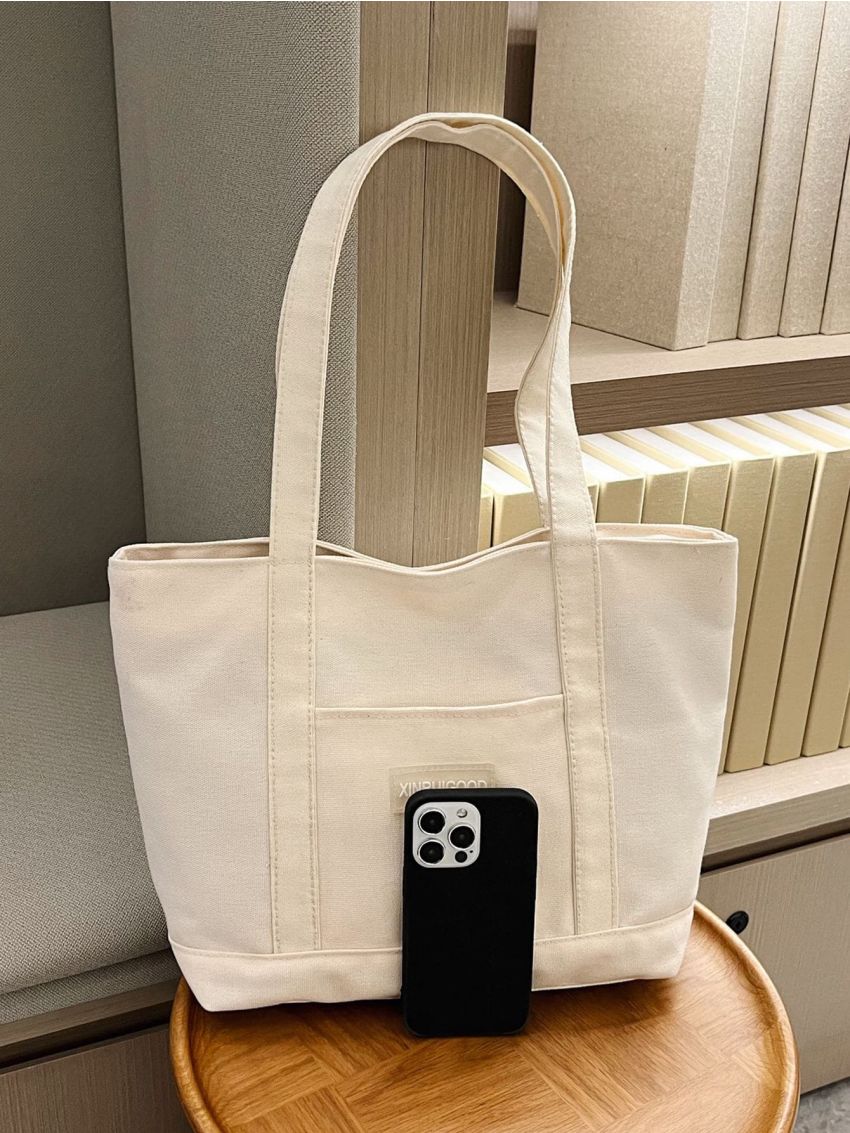 Letter Patch Decor Shopper Bag