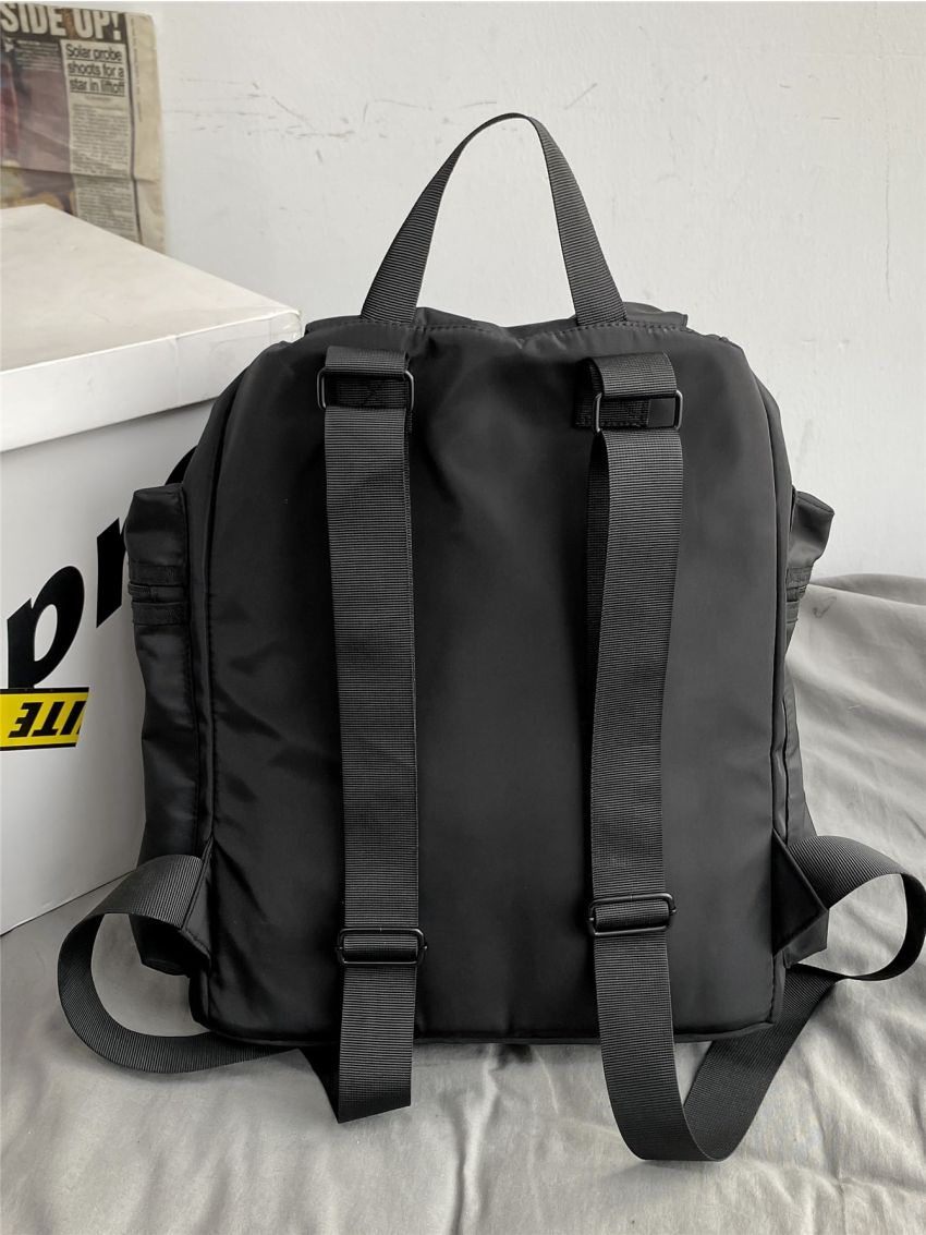 Men Release Buckle Decor Flap Backpack