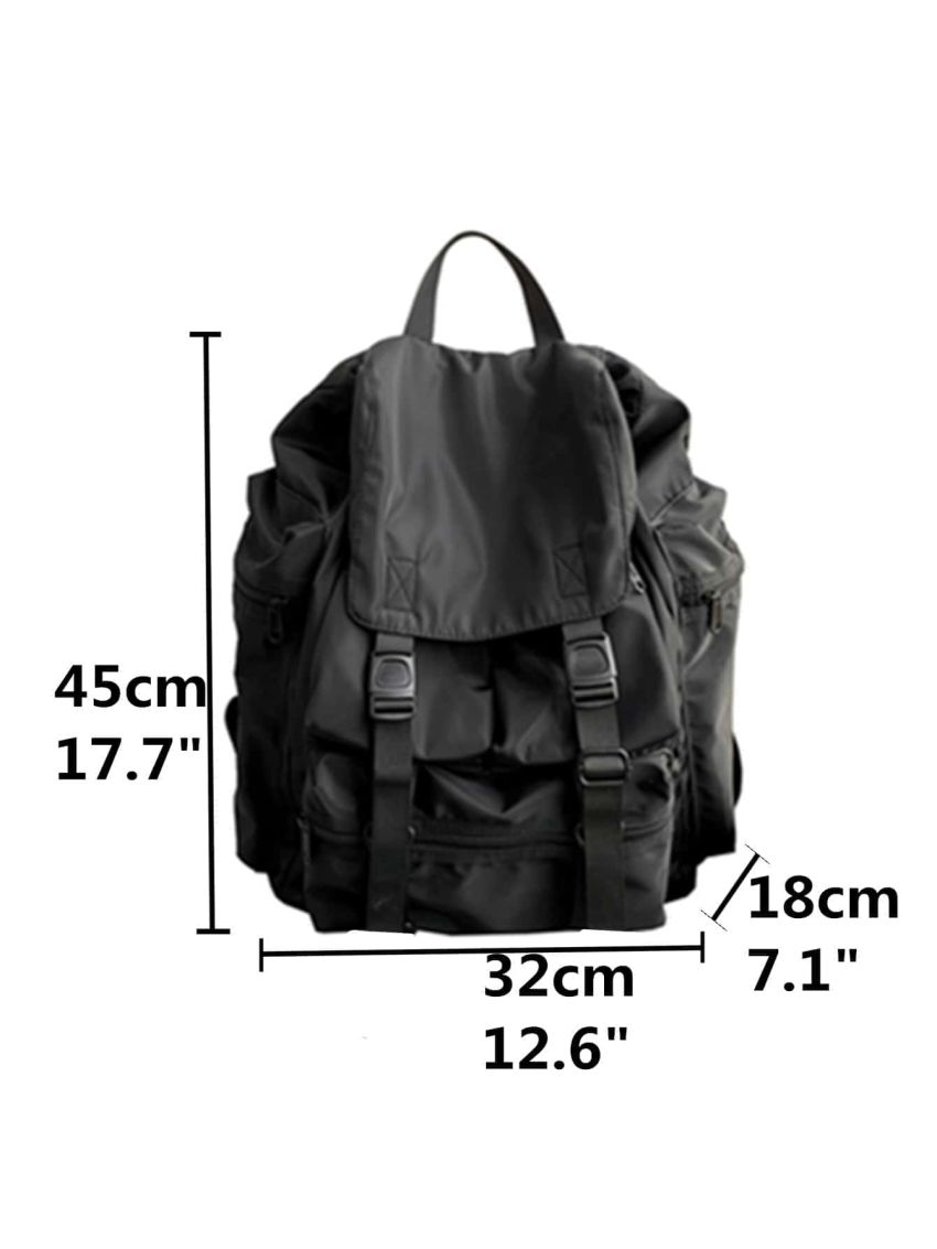 Men Release Buckle Decor Flap Backpack