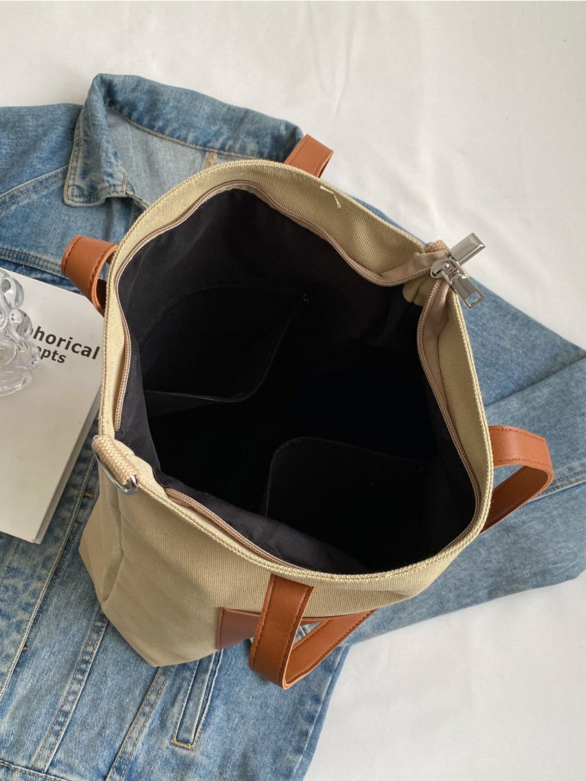 Two Tone Shoulder Tote Bag