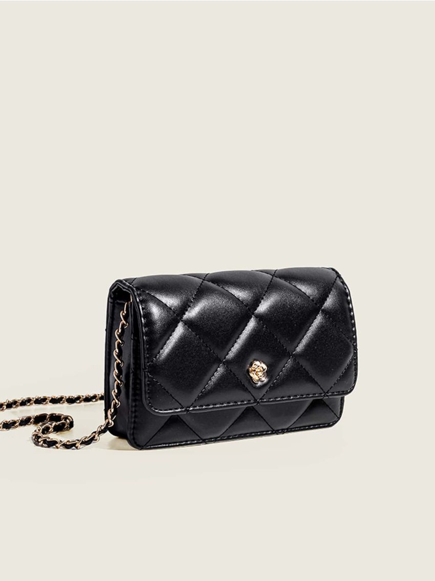 Mini Quilted Pattern Flower Decor Square Bag