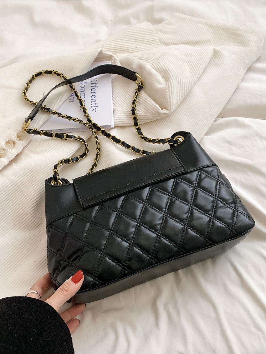Quilted Flap Chain Square Bag