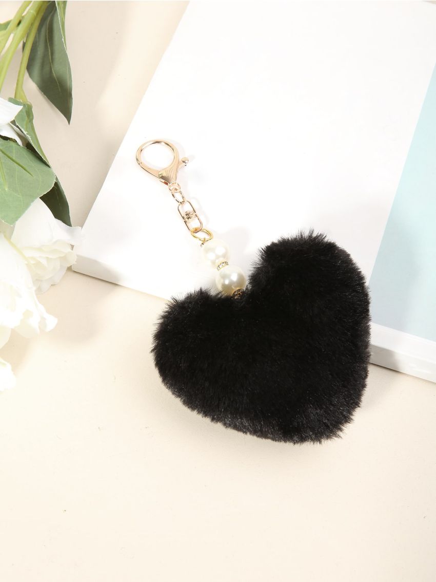 Faux Pearl Decor Heart Design Bag Charm