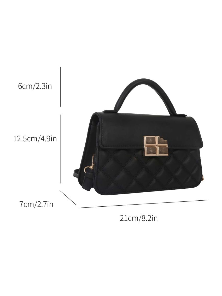 Quilted Pattern Metal Decor Flap Square Bag