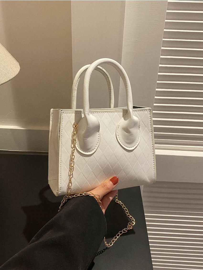 Mini Geometric Embossed Chain Square Bag