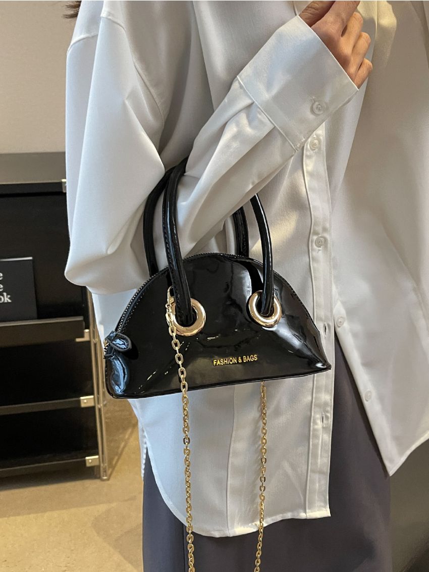 Mini Letter Graphic Chain Dome Bag