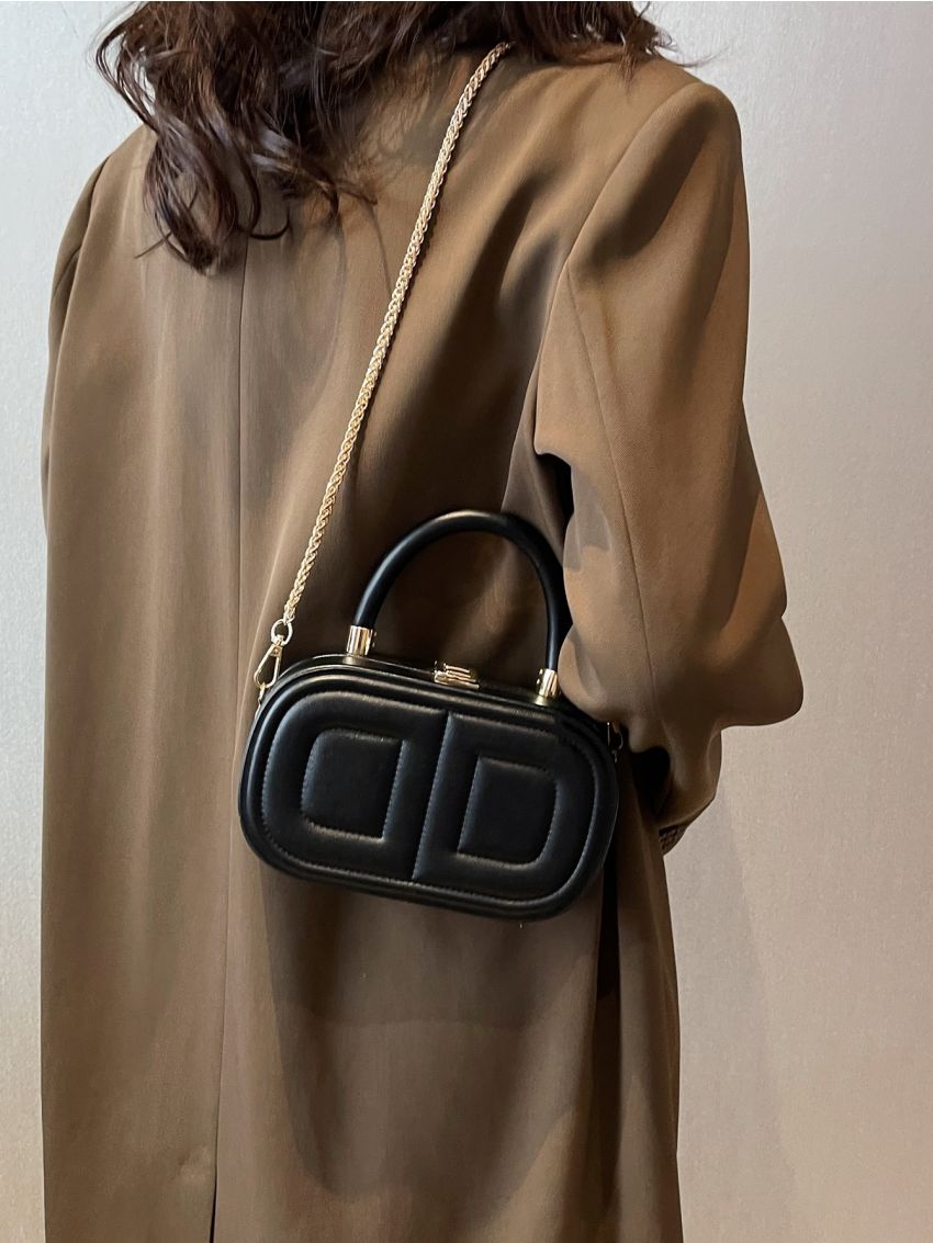 Mini Quilted Pattern Chain Box Bag