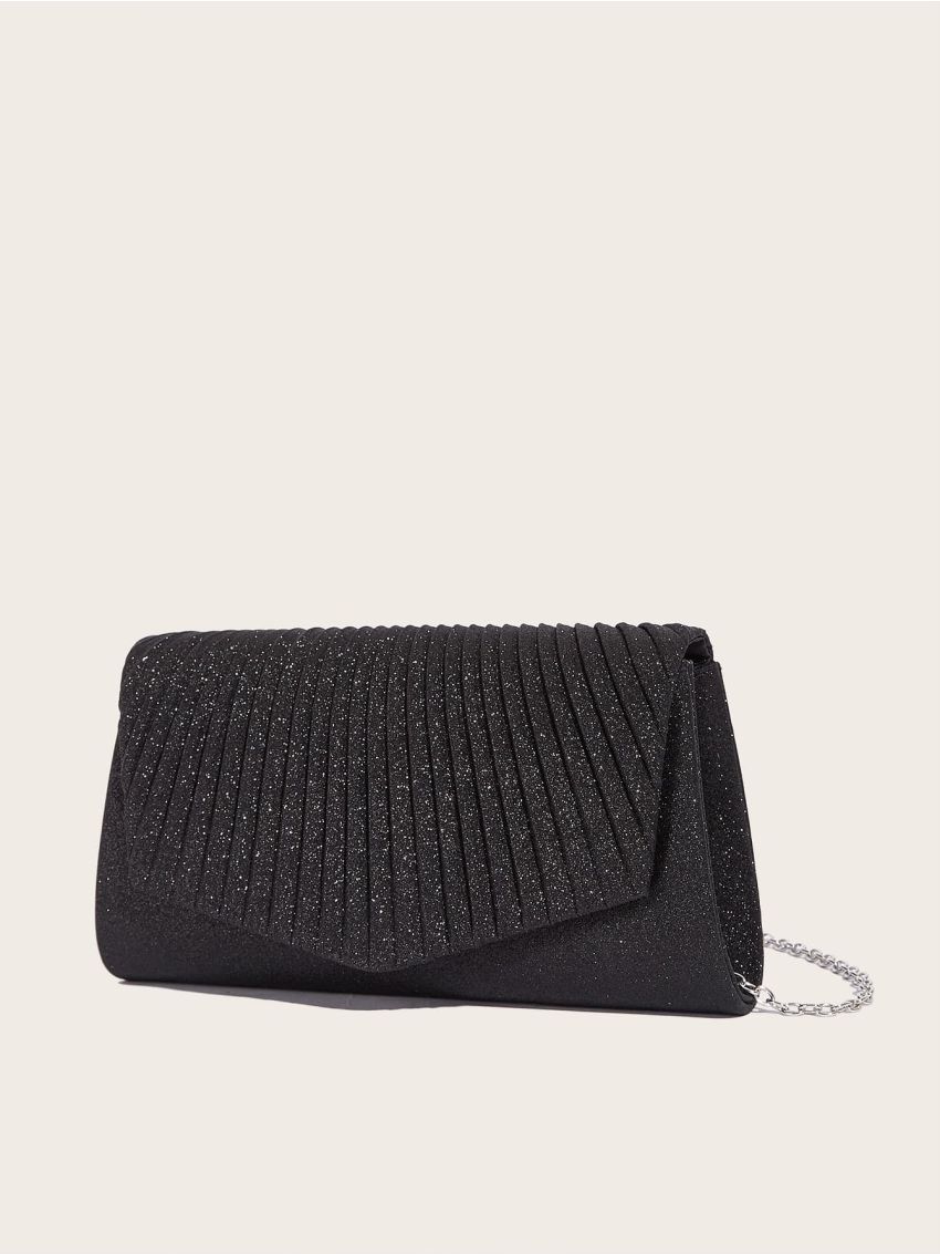 Glitter Decor Flap Chain Square Bag