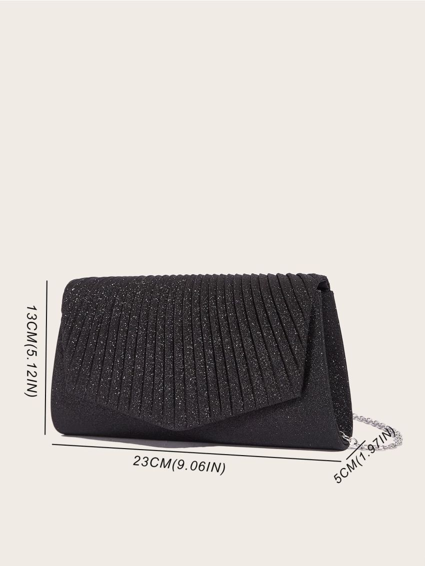 Glitter Decor Flap Chain Square Bag