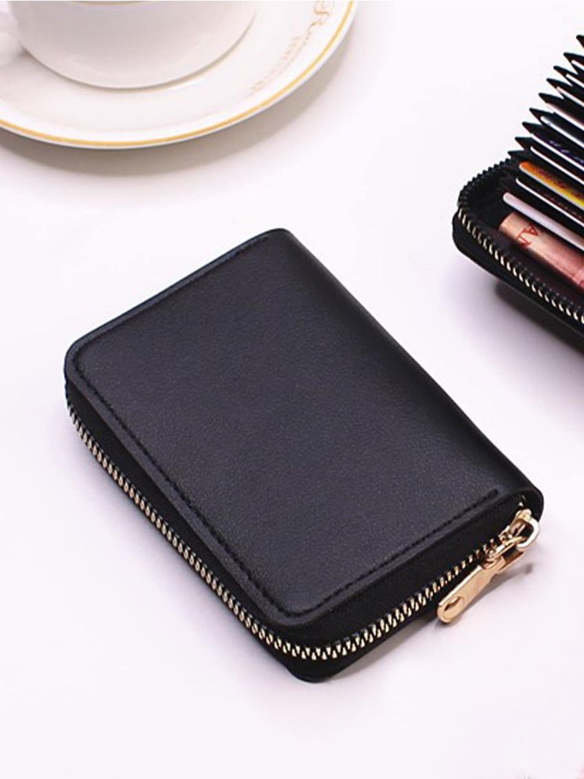 Business Card Holder Wallet Women Men Gray Bank ID Credit Card Holder 20 Bits Card Wallet PU Protects Case Coin Purse RFID Anti-theft