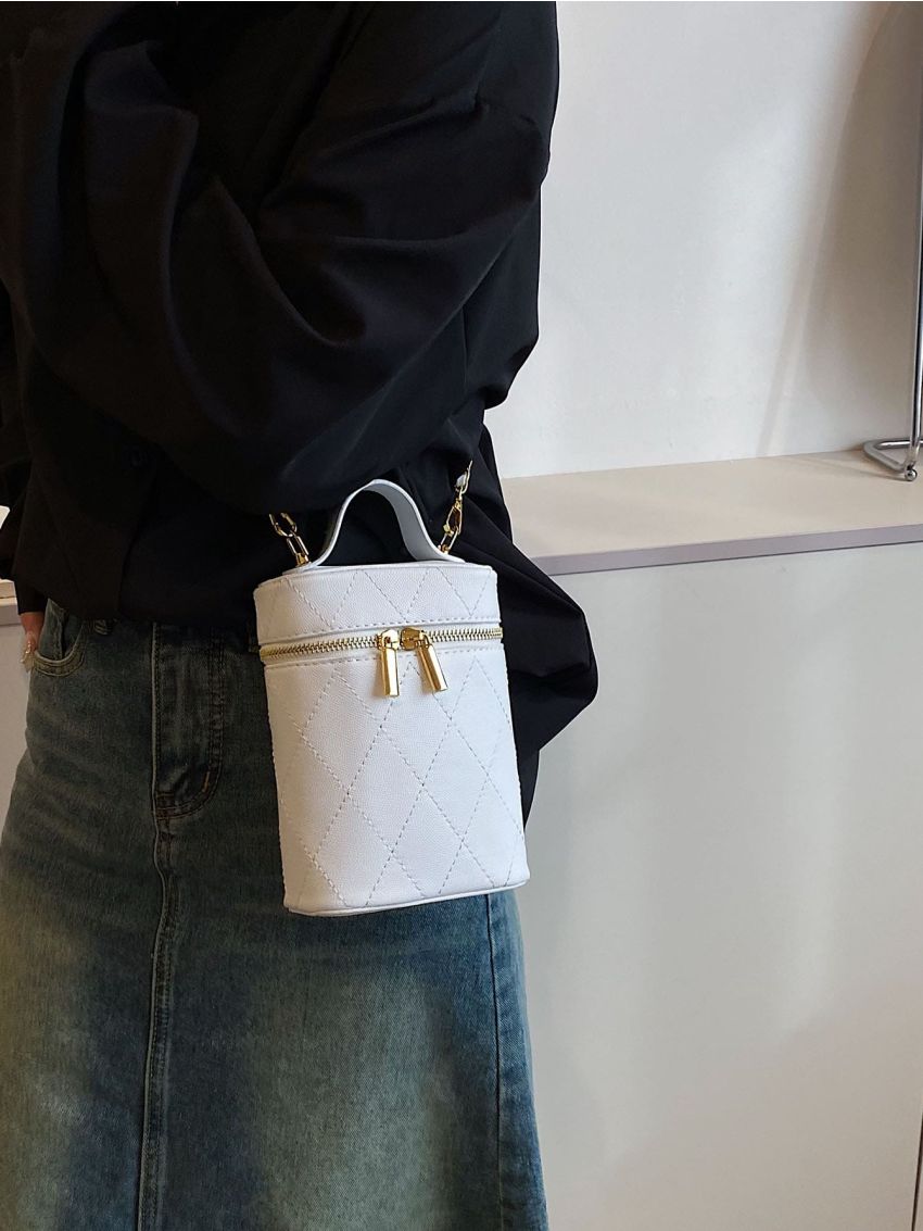 Mini Stitch Detail Chain Bucket Bag