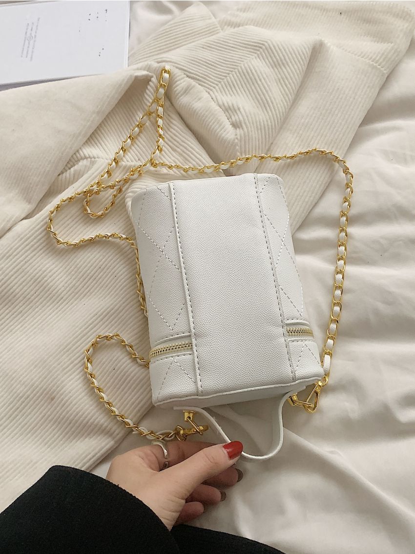 Mini Stitch Detail Chain Bucket Bag