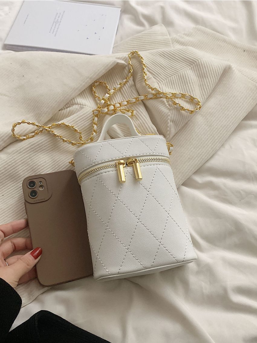 Mini Stitch Detail Chain Bucket Bag