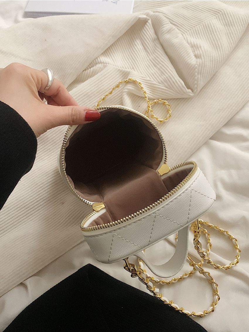 Mini Stitch Detail Chain Bucket Bag