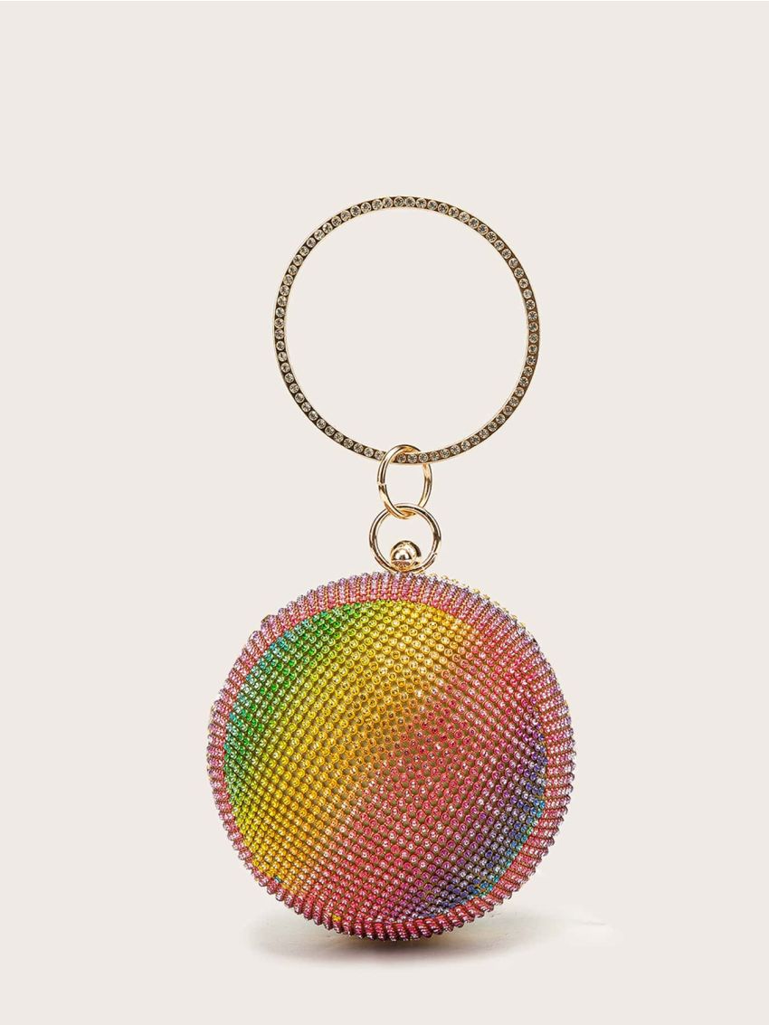 Mini Rhinestone Decor Chain Circle Bag