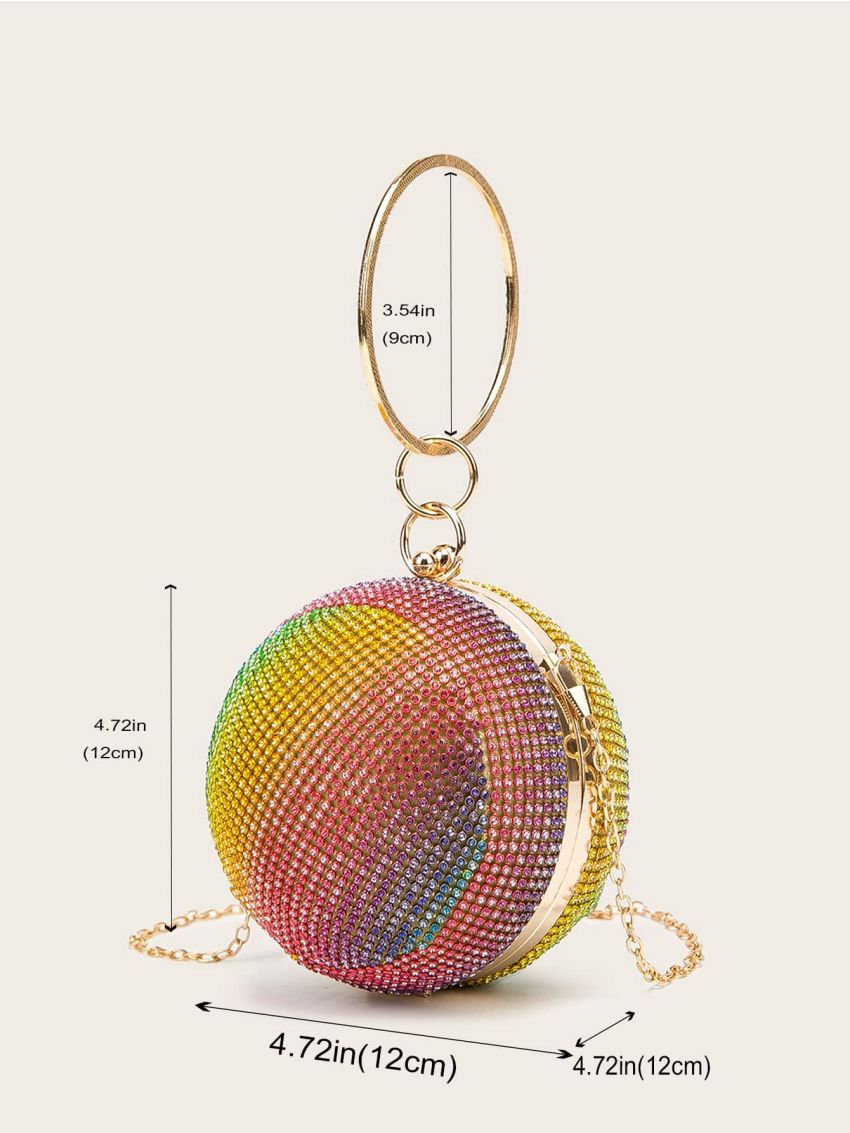 Mini Rhinestone Decor Chain Circle Bag