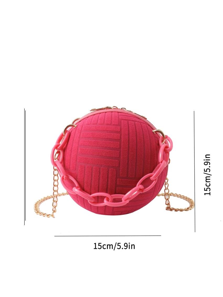 Mini Neon Pink Chain Circle Bag