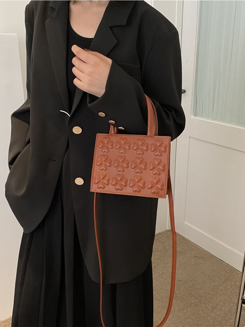 Mini Heart Embossed Square Bag