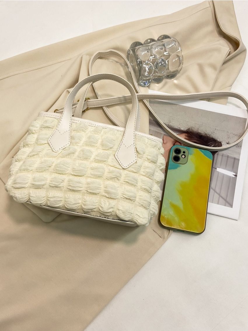 Contrast Binding Ruched Bag