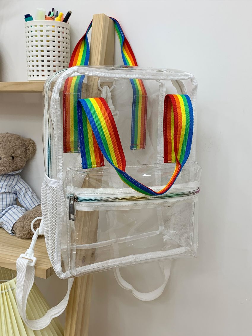 Rainbow Striped Pattern Clear Functional Backpack