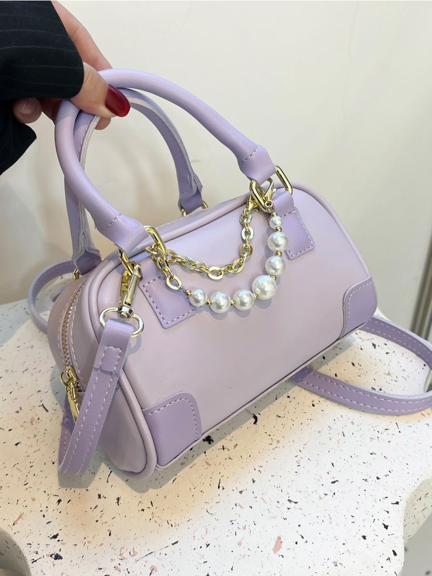 Mini Faux Pearl Decor Satchel Bag