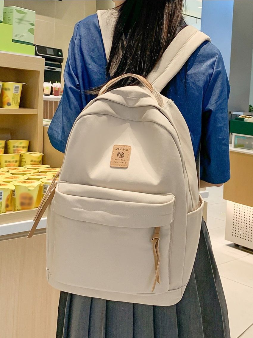 Letter Patch Decor Functional Backpack