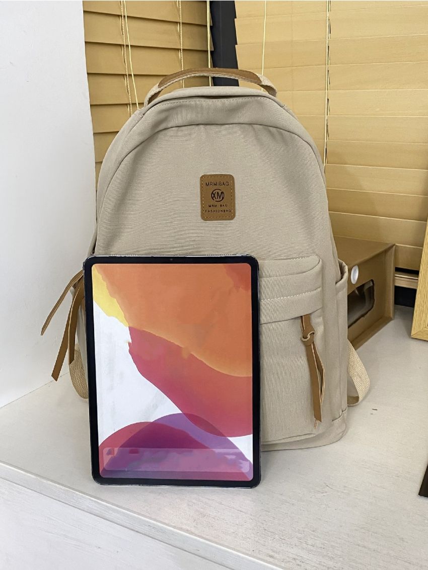 Letter Patch Decor Functional Backpack