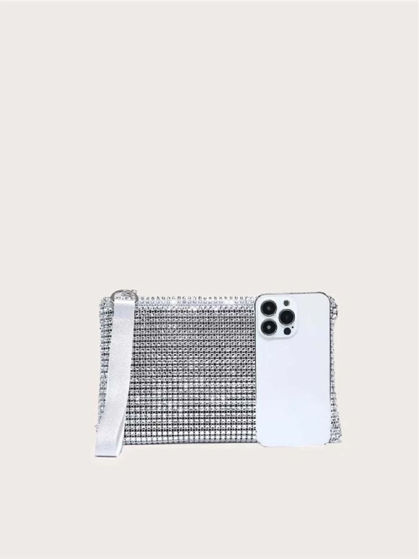 Rhinestone Decor Chain Evening Bag