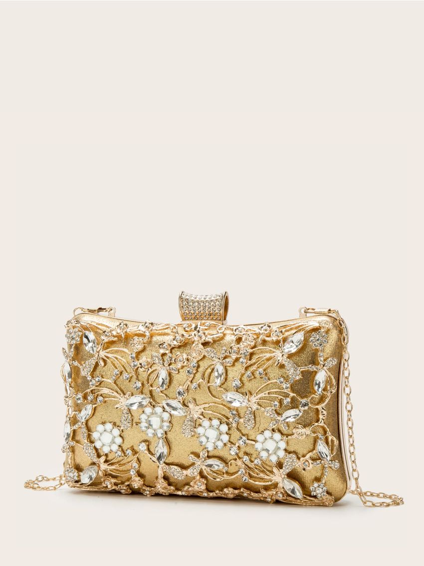 Mini Rhinestone Decor Chain Evening Bag