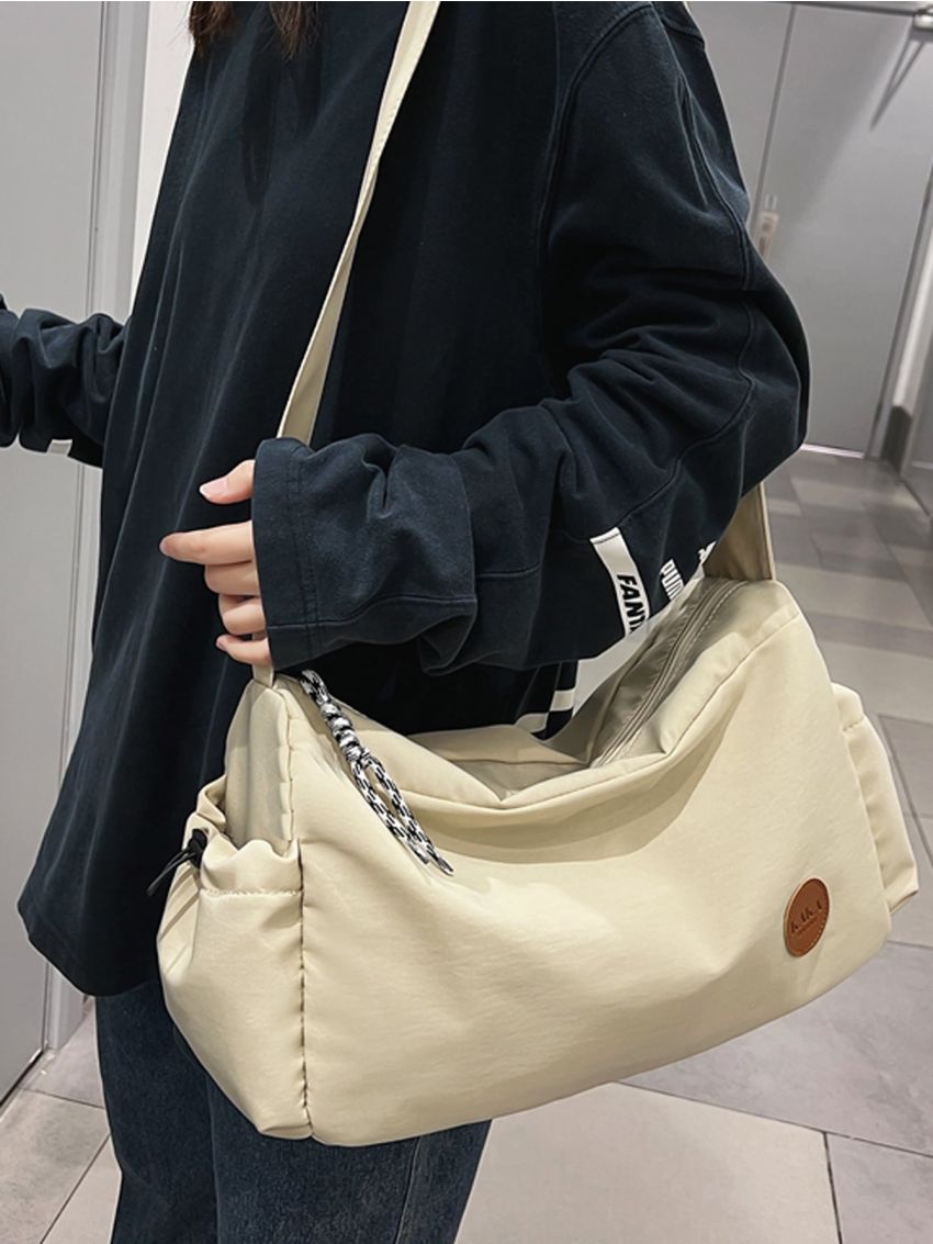 Letter Patch Decor Hobo Bag