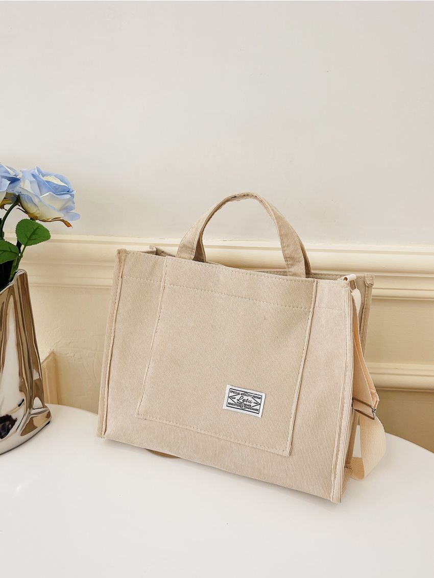 Letter Patch Decor Shopper Bag