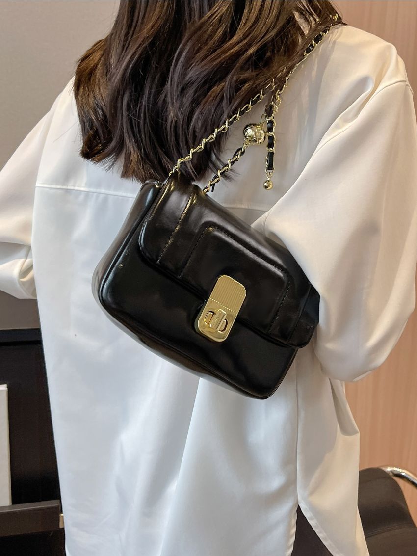 Mini Twist Lock Flap Chain Square Bag