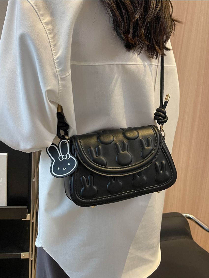 Two Tone Cartoon Embossed Flap Square Bag