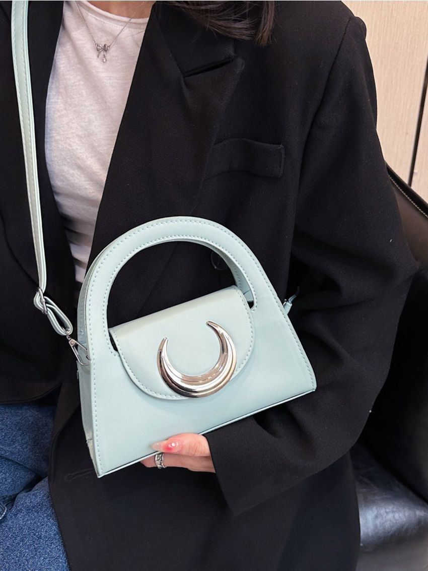 Metal Decor Baguette Bag